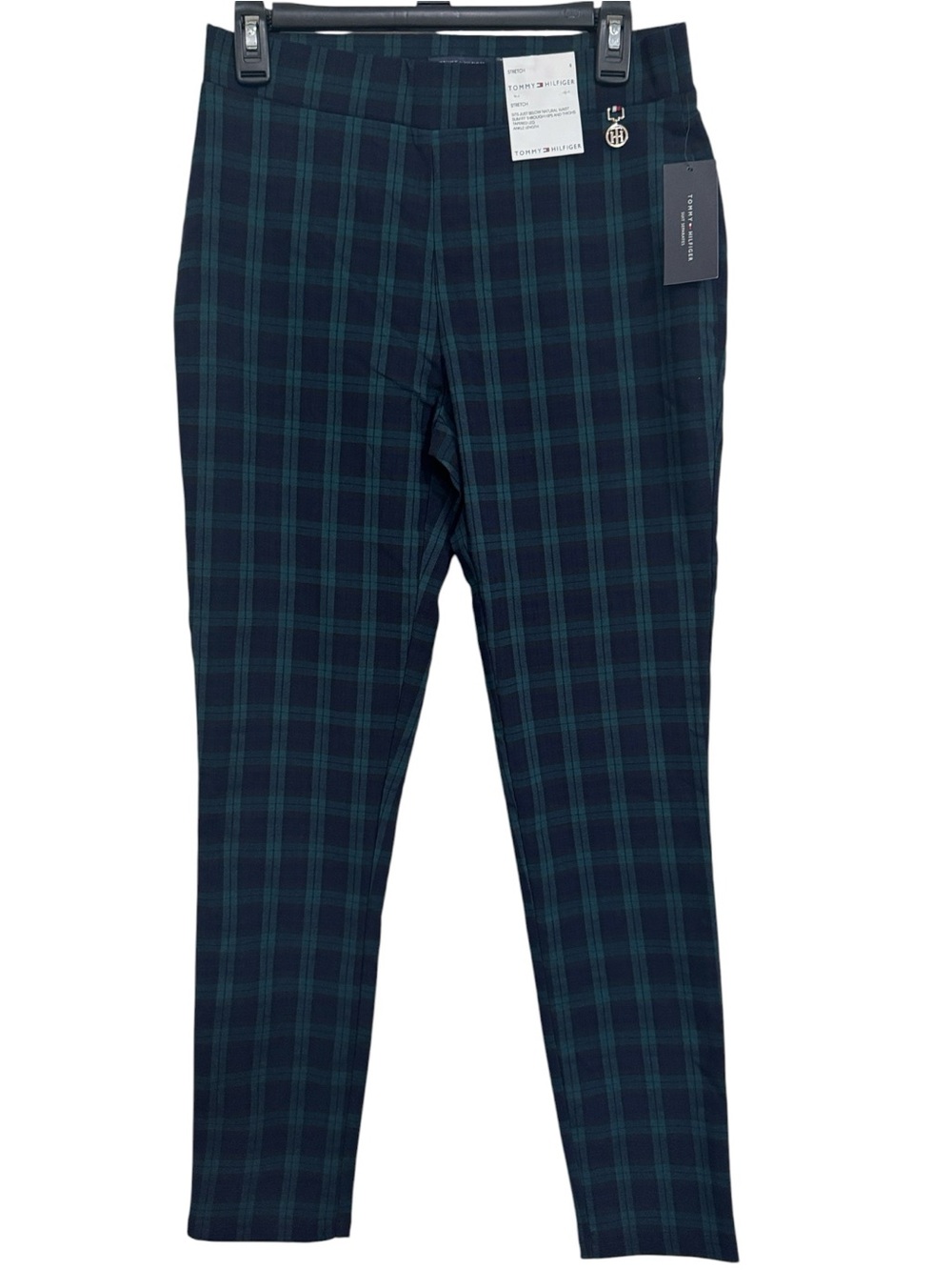 Tommy Hilfiger Green and Navy Plaid Stretch Tartan Preppy Holiday Pants size 8